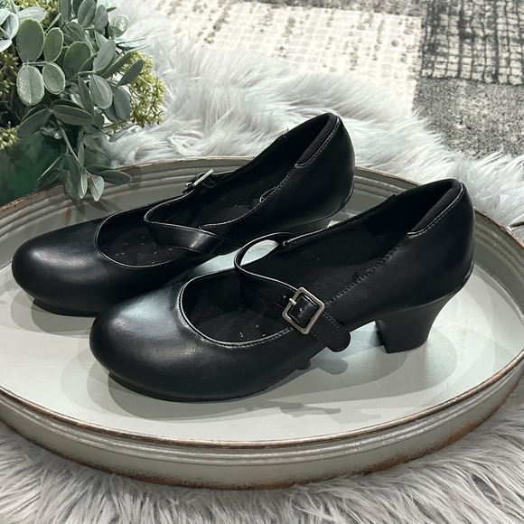SafeTstep Comfort Mary Jane Pumps Shoes 8.5 US Black Leather Retro Grunge - Picture 1 of 7